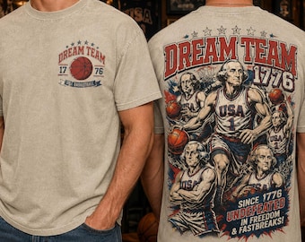 Comfort Colors 4th of July Tee, Undefeated America Shirt, Funny Founding Fathers Shirt, Patriotic Basketball Tee, Dream Team 1776 Gift