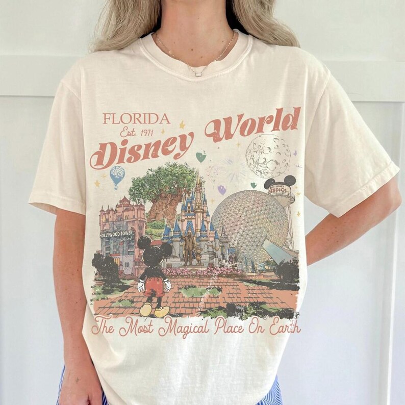 Vintage Mickey Disney World Comfort Colors Shirt, Retro Mickey and Friends Tee, Walt Disney World Vacation Shirt, Disney 2026 Trip Outfit Te image 3