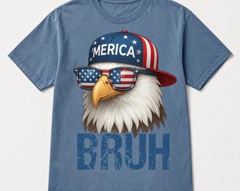 Comfort Colors Bruh 4th of July Shirt, American Eagle Patriotic Tee, Funny USA Independence Day Shirt, Red White Blue Gift for Men