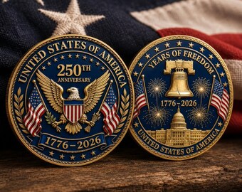 Moneda conmemorativa del 250 aniversario de la libertad, chapada en oro, regalo, campana de la libertad artesanal, águila, artículo de colección estadounidense 250