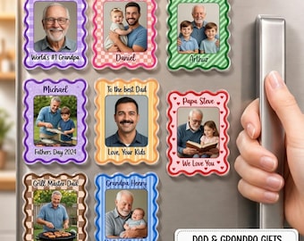 Personalized Grandpa Photo Magnet, Father's Day Gift for Grandpa, Gift for Papa Grandfather, Custom Family Photo Magnet, Grandpa Birthday Gi