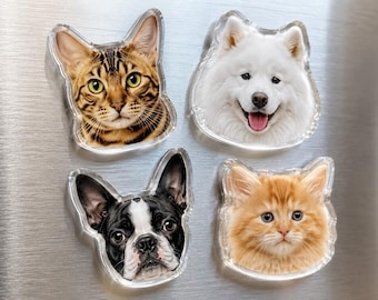 Imán personalizado para nevera con foto de mascota, regalo personalizado con retrato de animal, imán adorable de perro y gato para amantes de las mascotas.