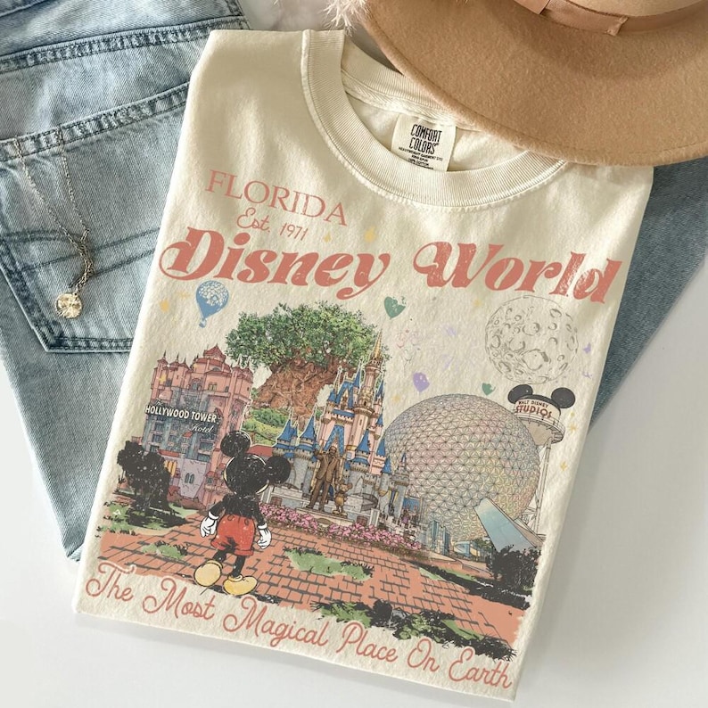 Vintage Mickey Disney World Comfort Colors Shirt, Retro Mickey and Friends Tee, Walt Disney World Vacation Shirt, Disney 2026 Trip Outfit Te image 1