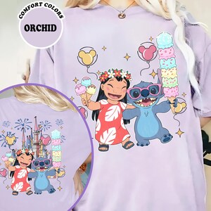 Camiseta de dos caras de Lilo y Stitch, camiseta de Stitch del Reino Mágico del Castillo de Disney, camiseta de viaje de Lilo y Stitch a Disney, camisetas para niños y adultos imagen 2