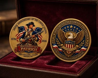 Juego de monedas del 250 aniversario de Estados Unidos, monedas conmemorativas del semiquincentenario 1776-2026, monedas de desafío de la Campana de la Libertad y el Águila de EE. UU. con marco de madera.