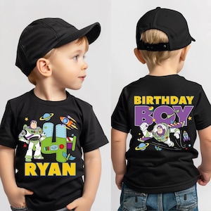 Custom Buzz Lightyear Birthday Boy Shirt, Toy Story Disneyland Party Tee for Kids image 2