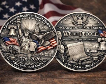 Moneda conmemorativa esmaltada del 250 aniversario de Estados Unidos (1776-2026), artículo de colección artesanal, Declaración de Independencia.