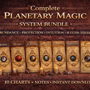Complete Planetary Magic System Bundle (10 Planets) | Grimoire Pages + Printable PDFs | Astrology & Spellwork Correspondence Charts