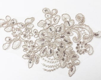 Floral sequin applique - light nude/ivory/off white - for your dance costume or DIY hair piece