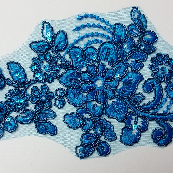 Floral sequin applique - teal - sequin applique - for your dance costume or DIY hair piece