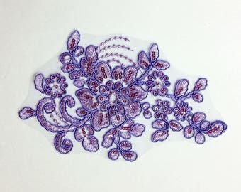 Sequin floral applique - lavender - add on to your dance costume or DIY hairpiece - light purple - lilac embroidered flower