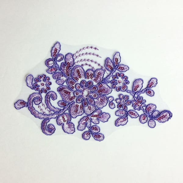 Sequin floral applique - lavender - add on to your dance costume or DIY hairpiece - light purple - lilac embroidered flower