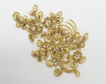 Floral sequin applique - gold - sequin applique - for your dance costume or DIY hair piece