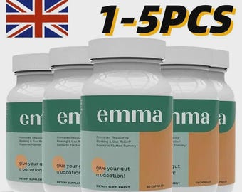 Paquete de 5 cápsulas Emma-X para el alivio de la salud intestinal, mezcla de origen vegetal, favorece el bienestar y el equilibrio diarios, 60 cápsulas.