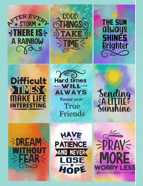 Motivational Quotes, Inspire and Encourage, 9 Cards, 2.5 by 3.5