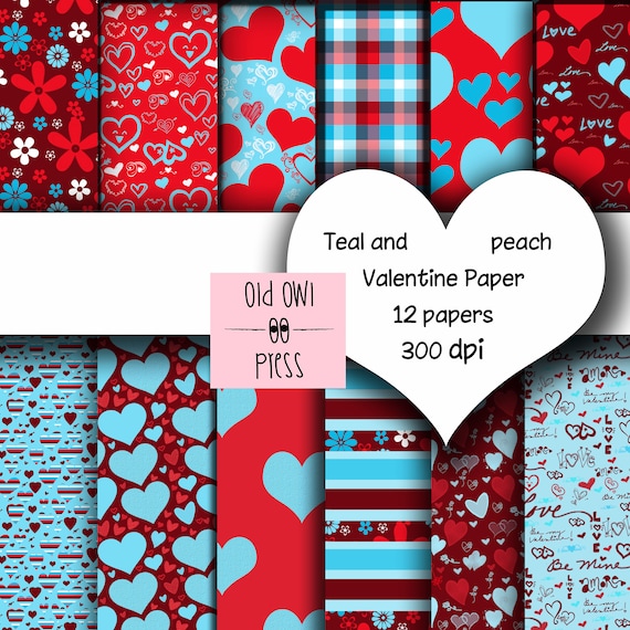 Valentine's Day Digital Paper Love Heart Printable Papers -   Digital scrapbook  paper, Printable scrapbook paper, Paper heart