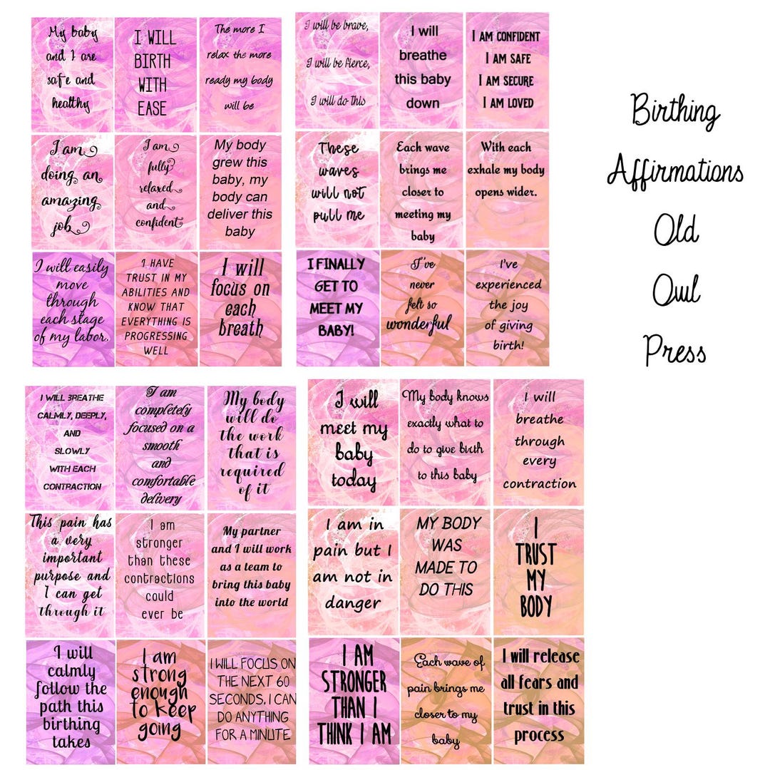 Printable Birthing Cards for Labor and Delivery, Child Birth ...