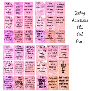 Printable birthing cards for labor and delivery, child birth affirmation cards
