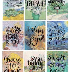 Nine affirmation cards, positive reminder cards, motivational quotes, gift for friend, pay it forward, gift for strangers,instant download