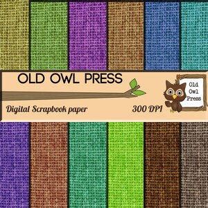 Burlap paper, digital download, scrapbook paper, paper pack,  12 by 12 , 12 colors, commercial use, instant download, downloadable