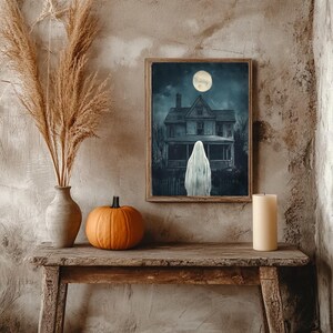 Ghost art, art print, art for party, printable Halloween art, instant download, spooky art print, creepy art print