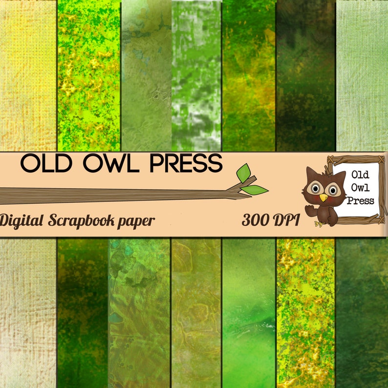 Green Paper Green and Gold Scrapbook Paper Digital Etsy