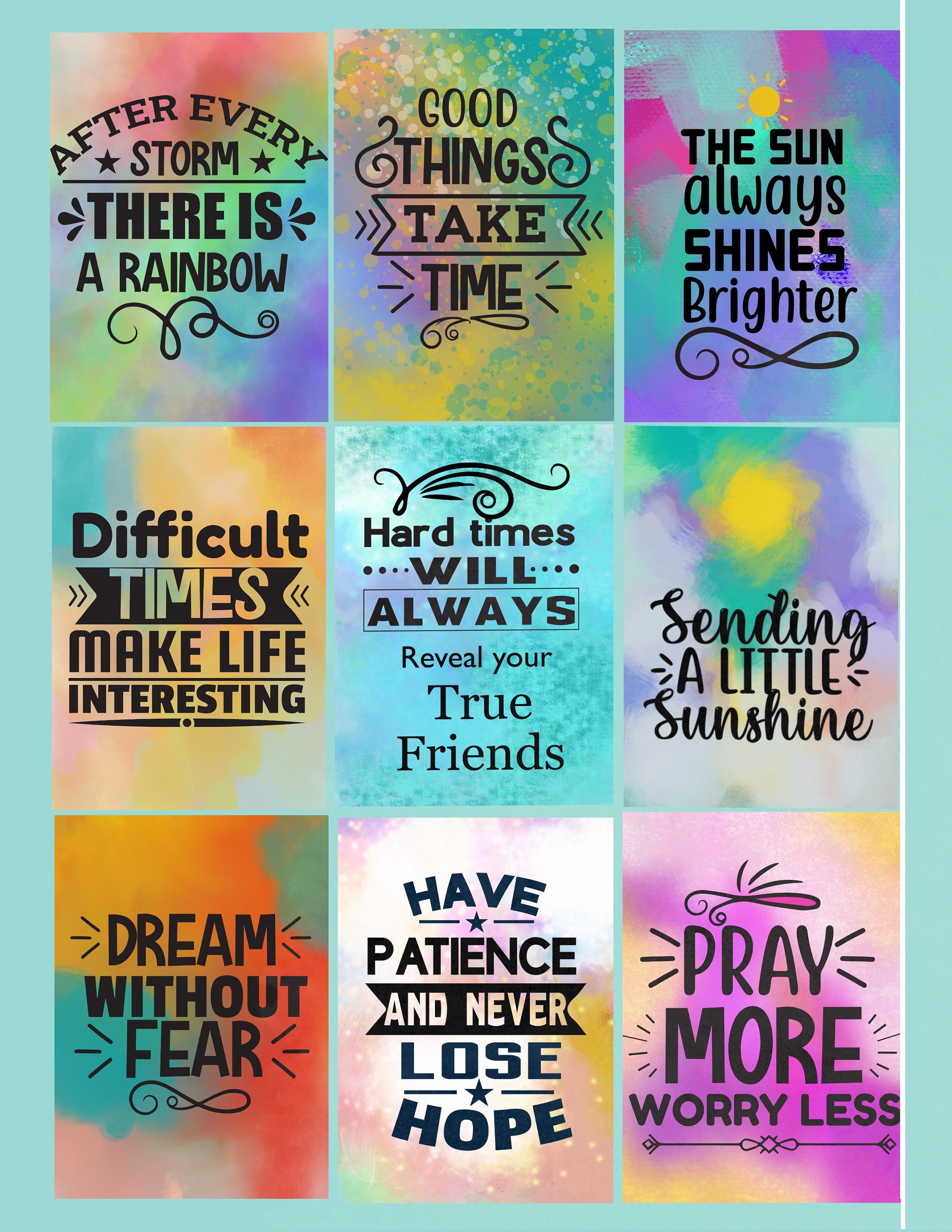 Motivational Quotes Inspire and Encourage 9 Cards 2.5 by - Etsy