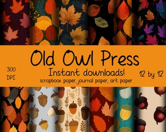 Autumn Leaves Scrapbook Paper: Distressed Fall Backgrounds (Digital Download), Blank Card