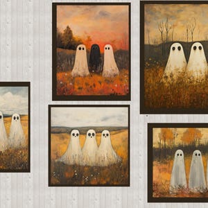 Ghost art, art print, art for party, printable Halloween art, instant download, spooky art print, creepy art print