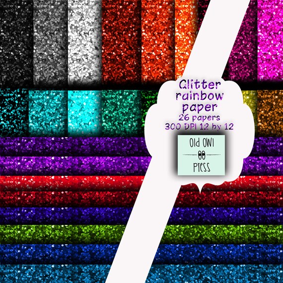 Glitter Paper Scrapbook Paper Rainbow Glitter Paper Instant Etsy