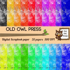 Grunge scrapbook paper in rainbow colors, junk journal, transfer paper design