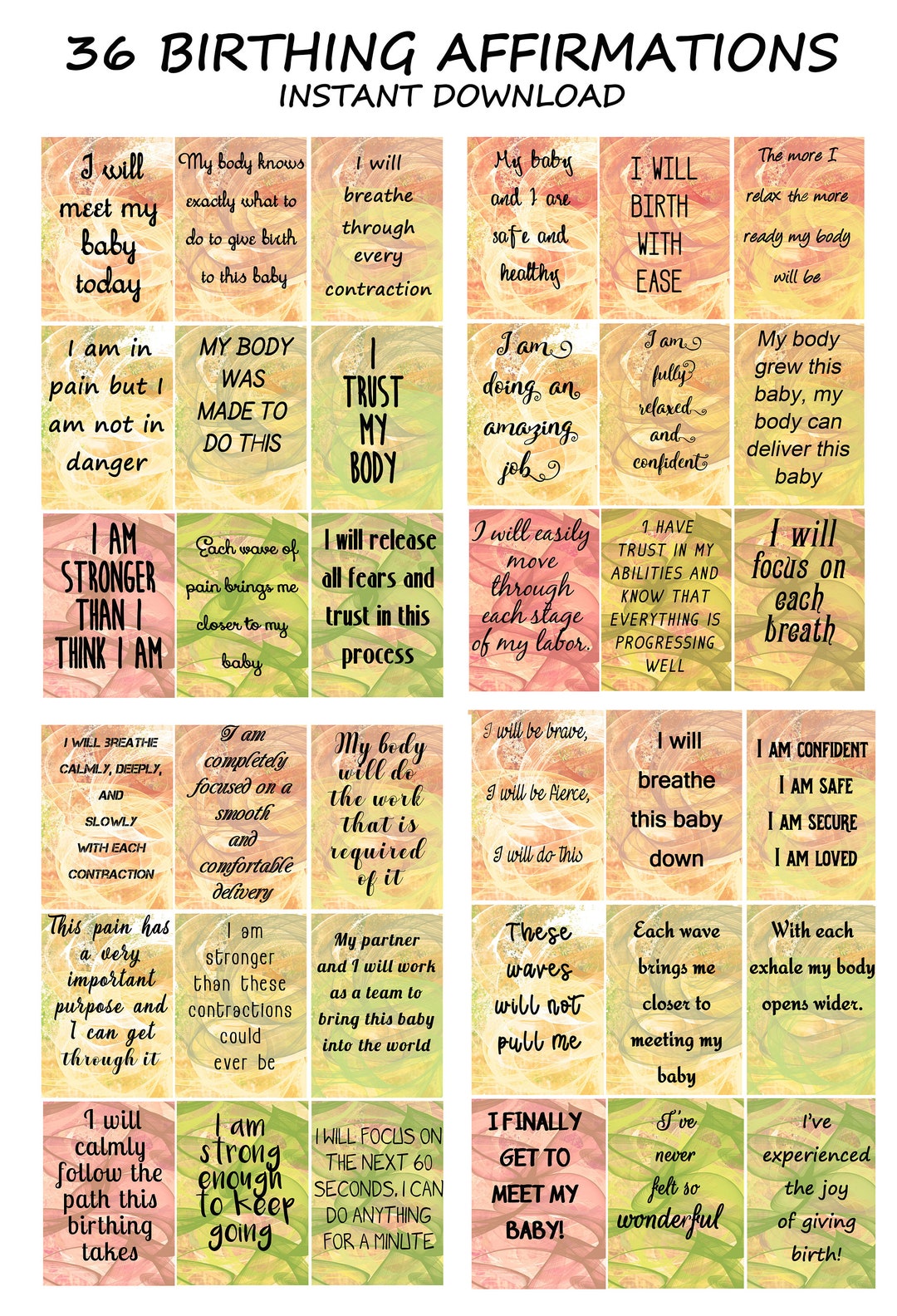 Printable Birthing Cards for Labor and Delivery, Child Birth ...