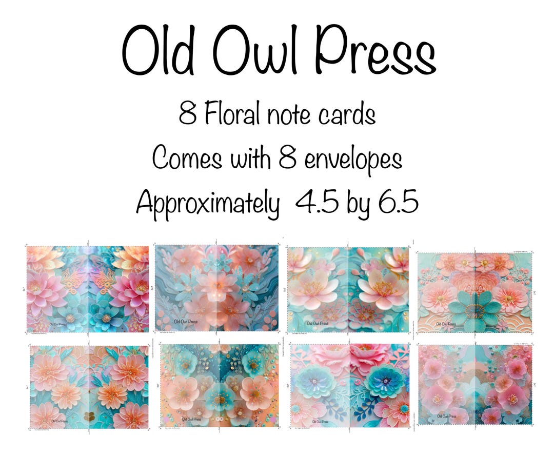 Floral Note Card Set, Watercolor Flower Design, Blank Card - Etsy