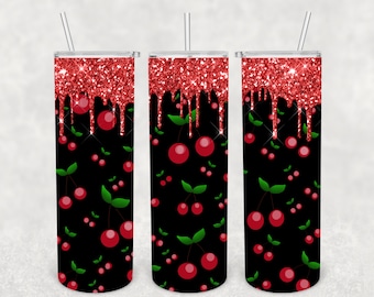 Cherry tumbler wrap, Tumbler sublimation, cherry design, sublimation file, instant download