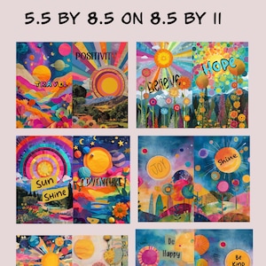 Positivity junk journal pages, motivational journal pages, instant download, collage paper, background pages