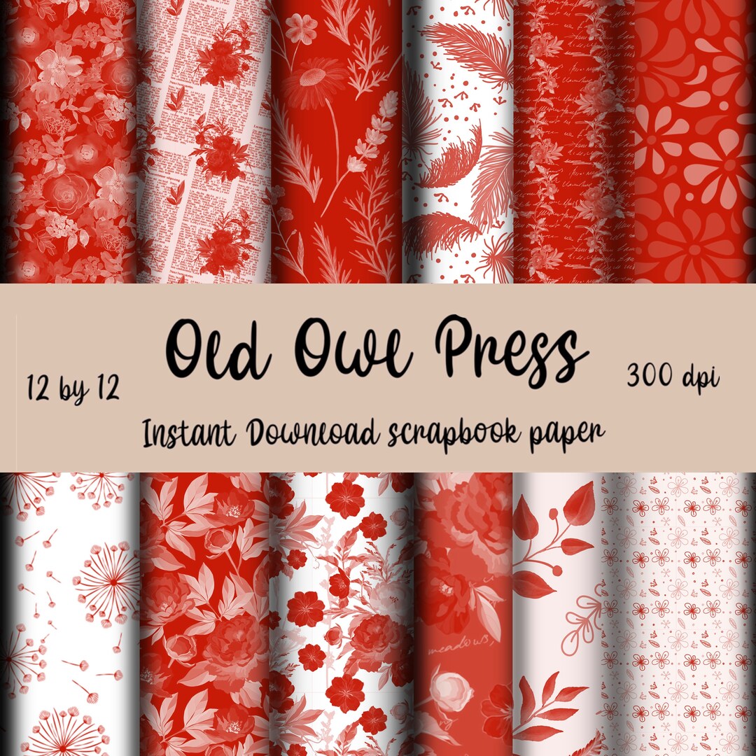 Red and White Scrapbooking Paper, Free Commercial Use, Instant Download