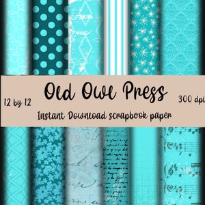Turquoise scrapbooking paper, instant download, blue Ephemera  paper, instant download, old paper, decoupage backgrounds