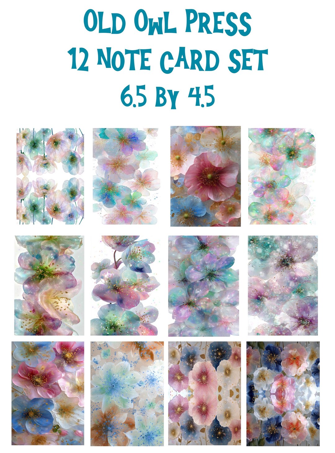 Floral Note Card Set, Watercolor Flower Design, Blank Card - Etsy
