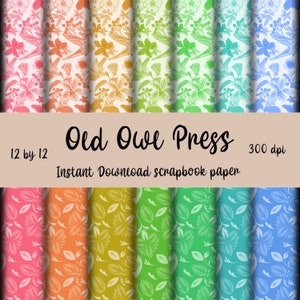 Rainbow colored floral scrapbooking paper, floral scrapbooking, free commercial use, instant download, spring paper, paper, 19 papers