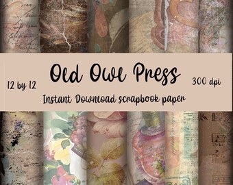 Collage scrapbooking paper, instant download, Ephemera  paper, instant download, old paper, decoupage backgrounds, transfer paper design