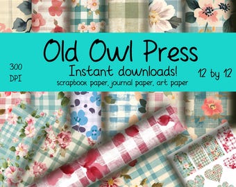Shabby Chic Floral Scrapbook Paper: Vintage Spring Design (Digital Download)