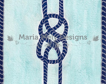 The Carrick Bend - Original Artwork A5 size - Nautical Coastal Theme - Blue