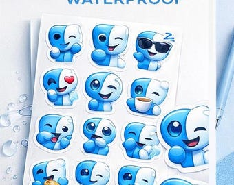 Blue Finder Sticker Sheet| Waterproof Vinyl Stickers | iMessage Style | Laptop Phone Planner Stickers
