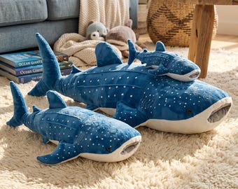 Whale Shark Plush Body Pillow, Ocean Stuffed Animal, Coastal Decor, Marine Animal