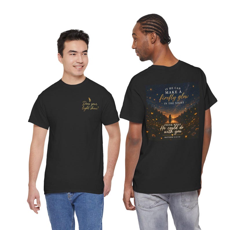 Firefly Glow Scripture Tee | Matthew 5:14-16 Inspirational Christian Shirt image 8