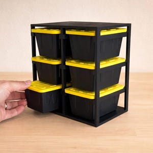 3D Printed Mini Storage Bin System with Rack | Stackable Modular Organizer