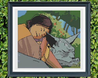 Saga Comic - Sophie and Lying Cat Cross Stitch Pattern - Large Size - **Digital Pattern**