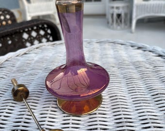 Vintage pink purple gold Irving W. Rice glass perfume bottle
