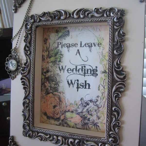 Vintage Elegant Cream and Bronze Wedding Sign the Wedding Guest Book Sign Customize Pendant