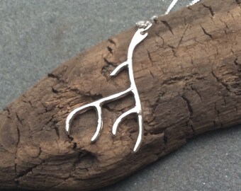 Sterling silver jewelry,  Hand forged sterling silver antler necklace